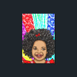 Lycklig Curls Pop Art Laughing Girl Canvastryck<br><div class="desc">Den ynkliga afrikanska-amerikanska flickan skrattar med smart och djärv färg,  röd,  lila,  gult,  blå digital konst.</div>
