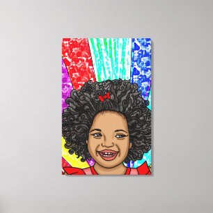 Lycklig Curls Pop Art Laughing Girl Canvastryck
