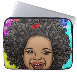 Lycklig Curls Pop Art Laughing Girl Laptop Fodral