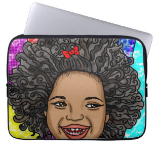 Lycklig Curls Pop Art Laughing Girl Laptop Fodral