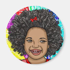 Lycklig Curls Pop Art Laughing Girl Magnet