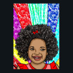 Lycklig Curls Pop Art Laughing Girl Poster<br><div class="desc">Den ynkliga afrikanska-amerikanska flickan skrattar med smart och djärv färg,  röd,  lila,  gult,  blå digital konst.</div>