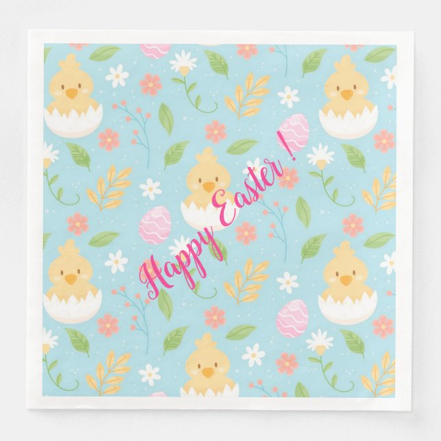 Lycklig Customize Påsk Chicken Pappersservett (Framsida)
