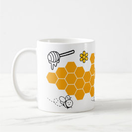 Lycklig Cute Bee Comb Funny Honung Mönster Kaffemugg