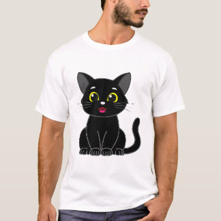 Lycklig Cute Black Kattunge T Shirt