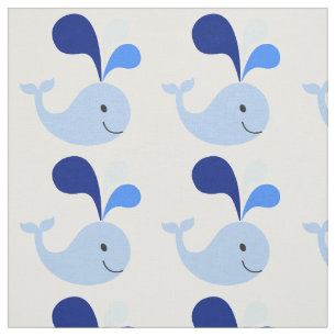 Lycklig Cute Blue Whale Fabric Tyg