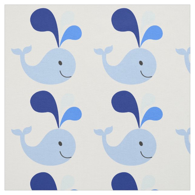 Lycklig Cute Blue Whale Fabric Tyg (Provkarta)