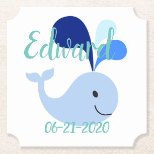 Lycklig Cute Blue Whale Underlägg Papper