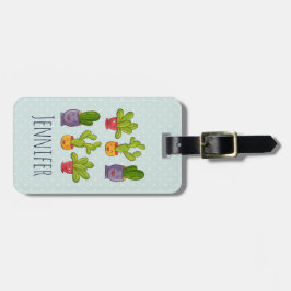 Lycklig Cute Cactus in Flower Pots Roligt Illustra Bagagebricka