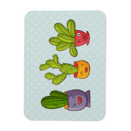 Lycklig Cute Cactus in Flower Pots Roligt Illustra Magnet