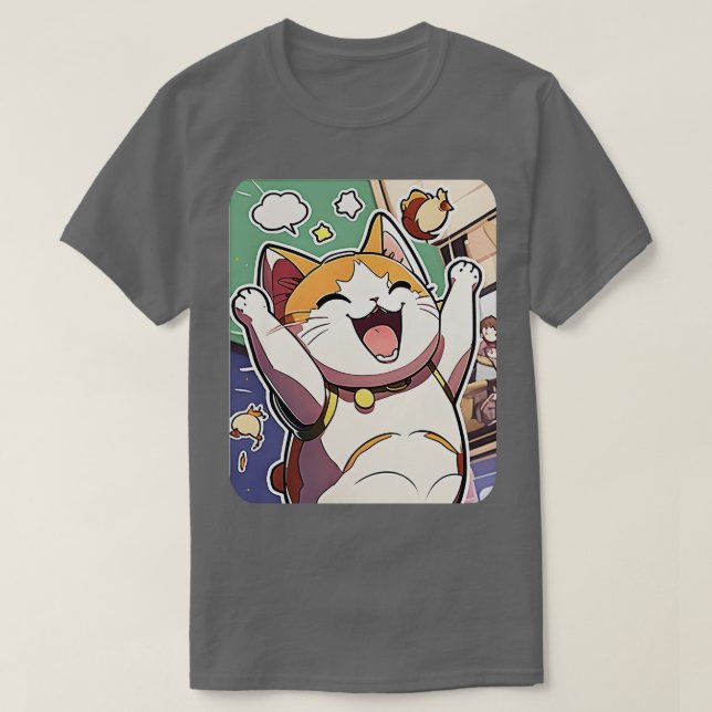 Lycklig Cute Cat Lover Funny T Shirt (Design framsida)