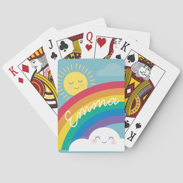 Lycklig Cute Cloud Rainbow Casinokort (Baksidan)