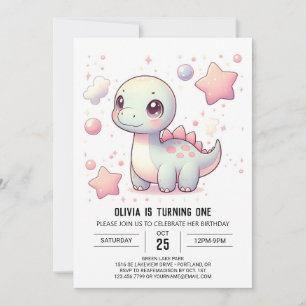 Lycklig Cute Dinosaur 1:a födelsedagen Inbjudningar