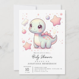 Lycklig Cute Dinosaur Baby Shower Inbjudningar