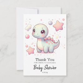 Lycklig Cute Dinosaur Baby Shower Tack Kort