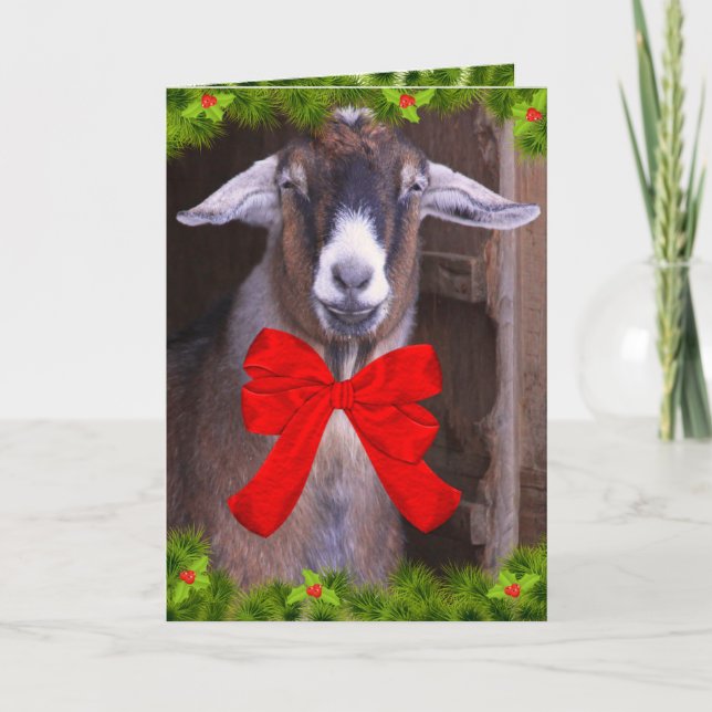 Lycklig Cute Goat-jul Helgkort (Framsida)