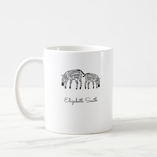 Lycklig Cute Kenya-Zebröderna Vita Mugg (Vänster)