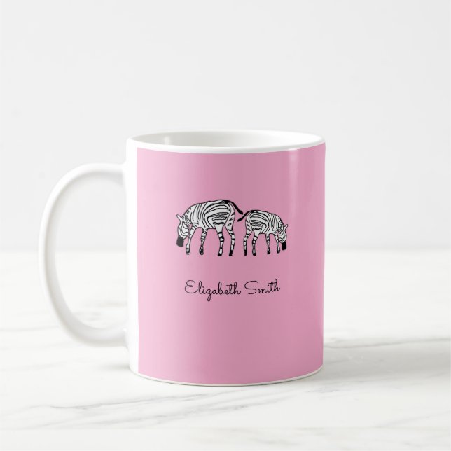 Lycklig Cute Kenyas Zebror Rosa Mugg (Vänster)