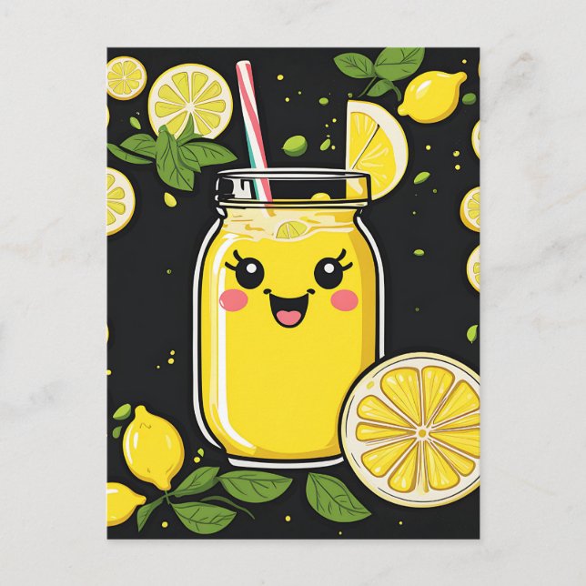 Lycklig Cute Lemonade Vykort (Framsida)