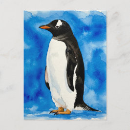 Lycklig Cute Penguin Watercolor vycard Vykort