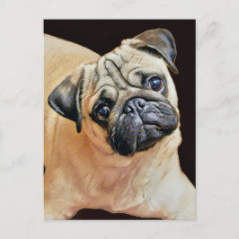 Lycklig Cute Pug-vykort Vykort