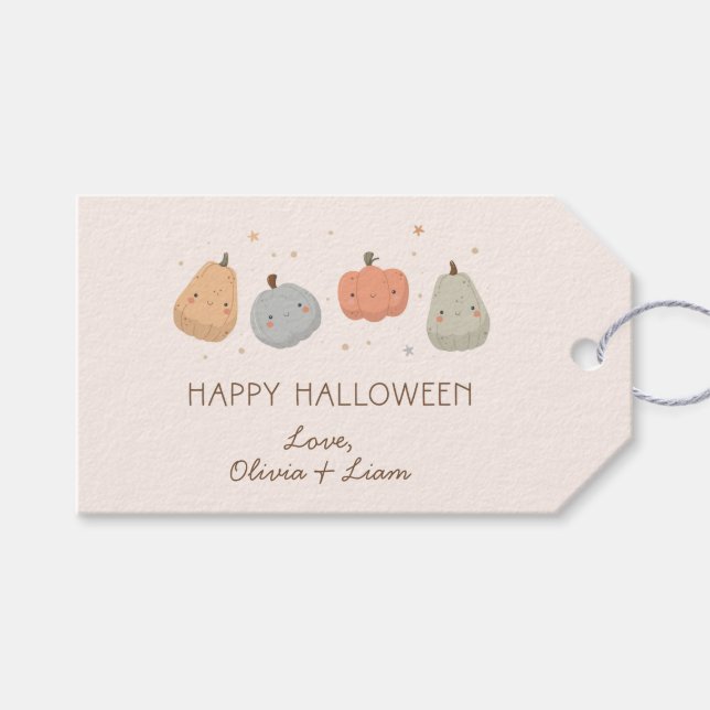 Lycklig Cute Pumpkin Design Anpassningsbar Gift-Mä Presentetikett (Framsidan (Horisontell))