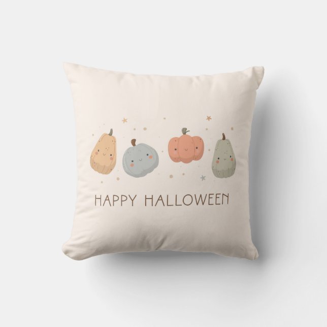 Lycklig Cute Pumpkin Design Dekorativ kudde (Framsida)