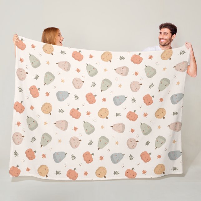 Lycklig Cute Pumpkin Mönster - Fleece Blanket (På plats)