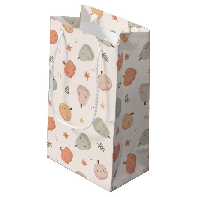 Lycklig Cute Pumpkin Mönster - Gift Bag (Baksidan Vinklad)