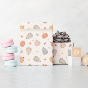 Lycklig Cute Pumpkin Mönster - Wrapping Papper Rol Presentpapper