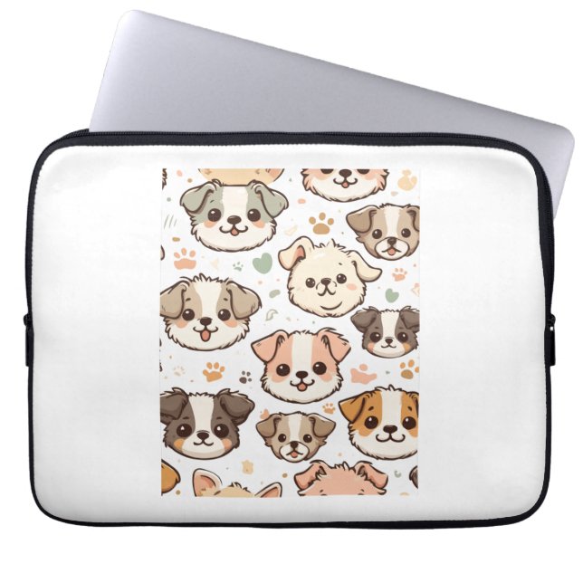 Lycklig Cute Puppies Mönster Laptop Fodral (Framsidan)