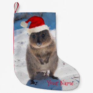 Lycklig & Cute Quokka på Beach-julen Liten Julstrumpa
