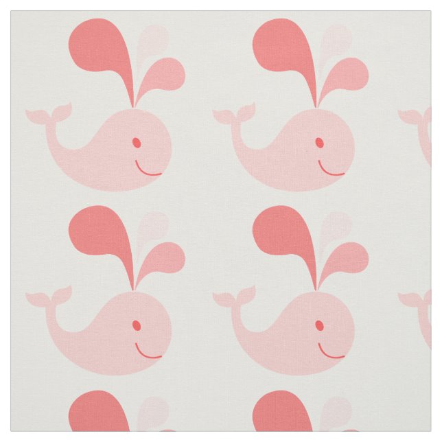 Lycklig Cute Rosa Whale Fabric Tyg (Provkarta)