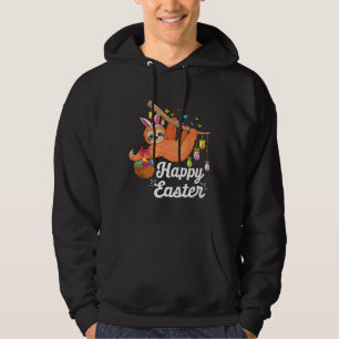 Lycklig Cute Sloth med Bunny Öron Egg Hunting Eas Hoodie