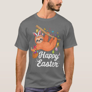Lycklig Cute Sloth med Bunny Öron Egg Hunting East T Shirt