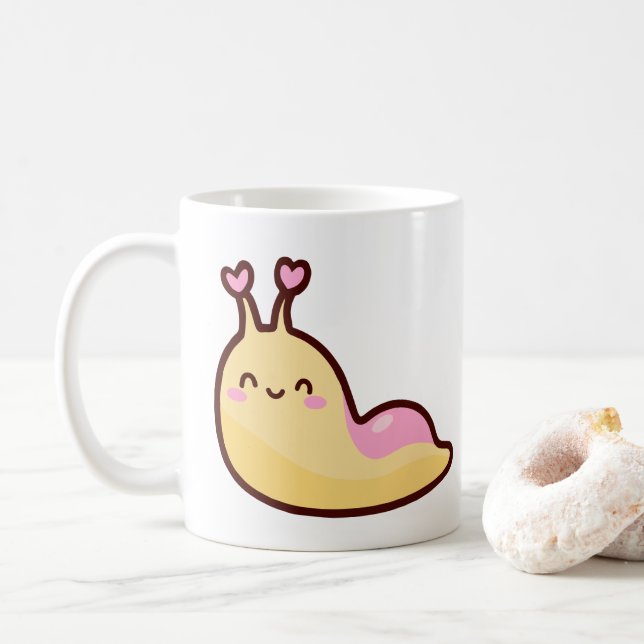 Lycklig Cute Slug Kaffemugg (Med munk)