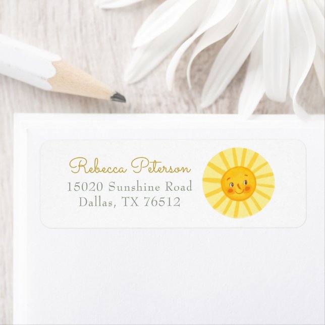 Lycklig Cute Sol-etikett Returadress Etikett (Insitu)