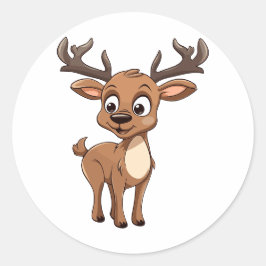 Lycklig Cute Tecknad julrenstecken Runt Klistermärke