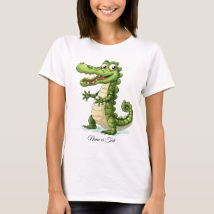 Lycklig Cute Vild Crokodile Jungle Träd Kvinnor T Shirt
