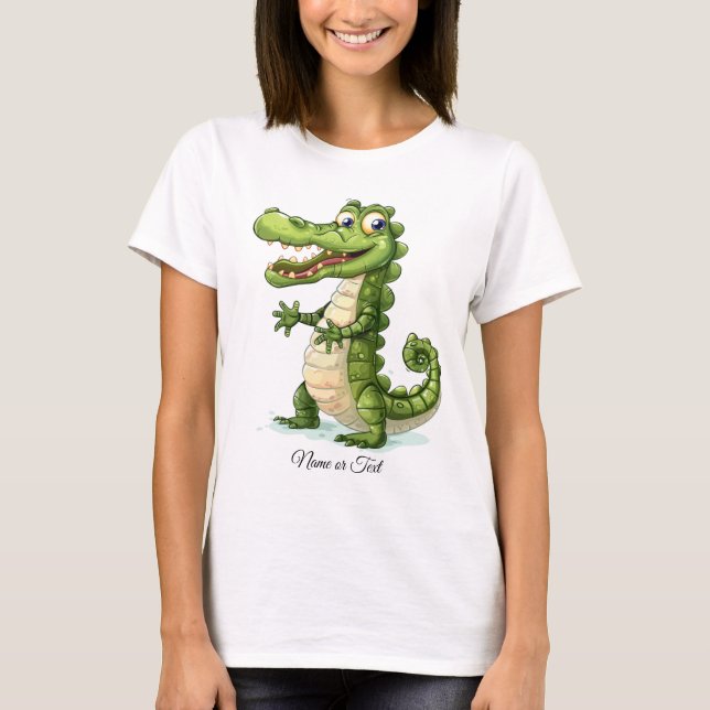 Lycklig Cute Vild Crokodile Jungle Träd Kvinnor T Shirt (Framsida)