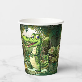 Lycklig Cute Vild Crokodile Jungle Träd vacker