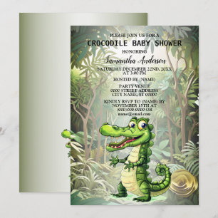 Lycklig Cute Vild Crokodile Jungle Träd vacker Inbjudningar