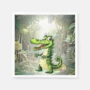 Lycklig Cute Vild Crokodile Jungle Träd vacker Pappersservett