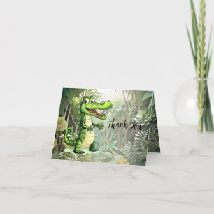 Lycklig Cute Vild Crokodile Jungle Träd vacker Tack Kort