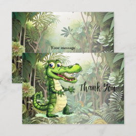 Lycklig Cute Vild Crokodile Jungle Träd vacker Tack Kort