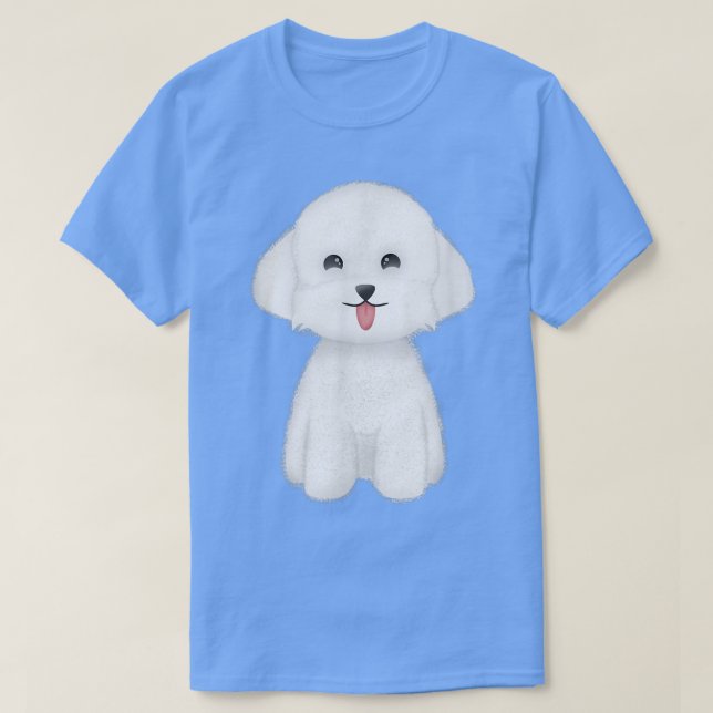 Lycklig Cute White Hund T Shirt (Design framsida)