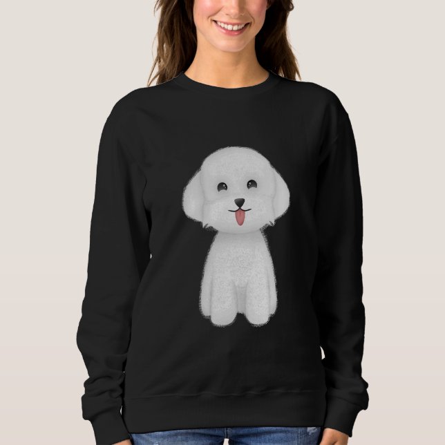 Lycklig Cute White Hund T Shirt (Framsida)