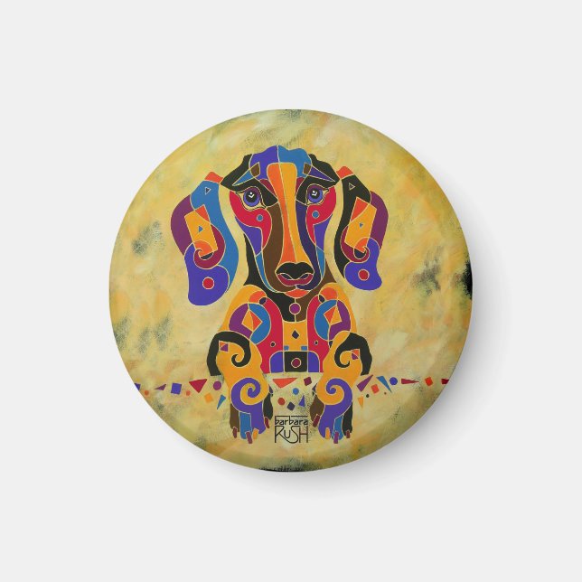 Lycklig Dachshund Magnet (Framsidan)