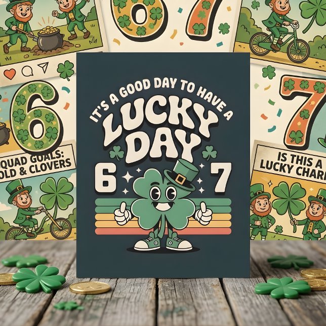 Lycklig Dag 67 Shamrock Barnkalaskort Julkort (Skapare uppladdad)
