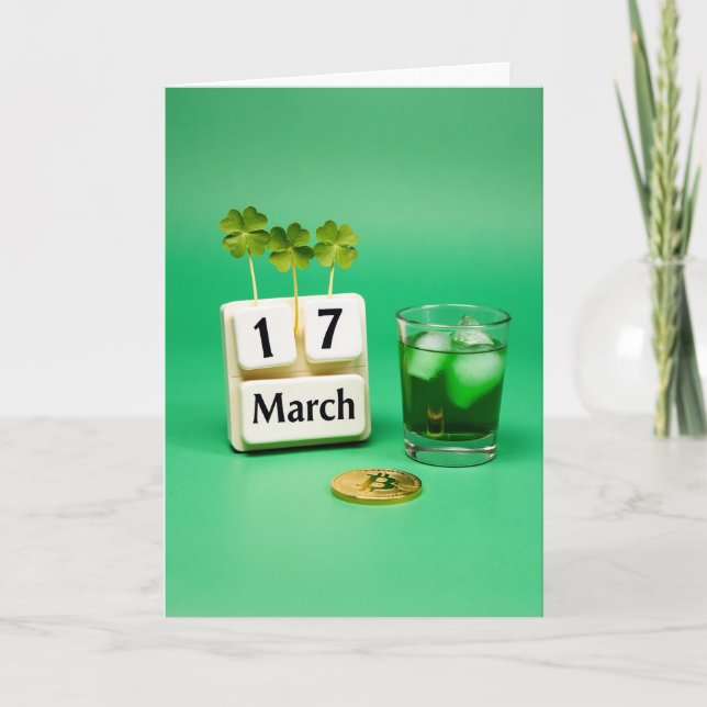 Lycklig Dag Grön 17 Mars Kort (Framsida)
